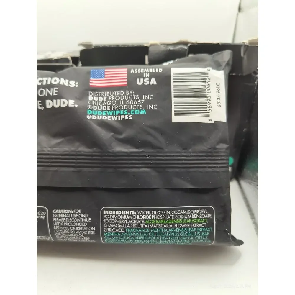 DUDE Wipes Mint Chill Flushable Wipes 2 Boxes Of 30 + 48 CT XL Wipes